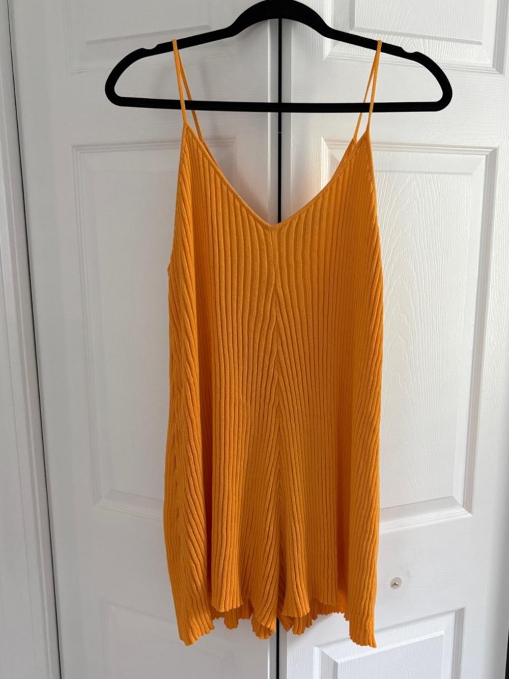 FP Beach Ribbed Knit Romper – Size L – Bright Orange